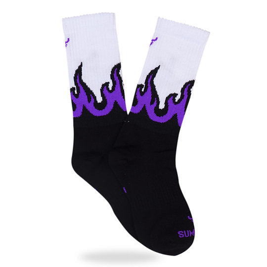 FLAME BLACK-WHITE PURPLE SOCK Sumomihi