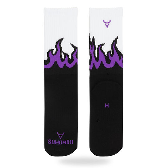 FLAME BLACK-WHITE PURPLE SOCK Sumomihi