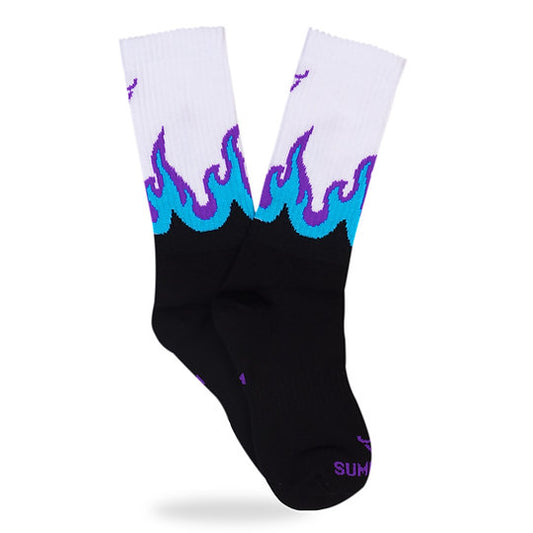 FLAME BLACK-WHITE AQUAMARINE SOCK Sumomihi